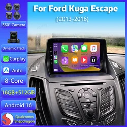 Android 16 Carplay Auto For Ford Kuga Escape 2013 2014 2015 2016 Multimedia Car Radio Navigation Player Head Unit WIFI+4G Stereo