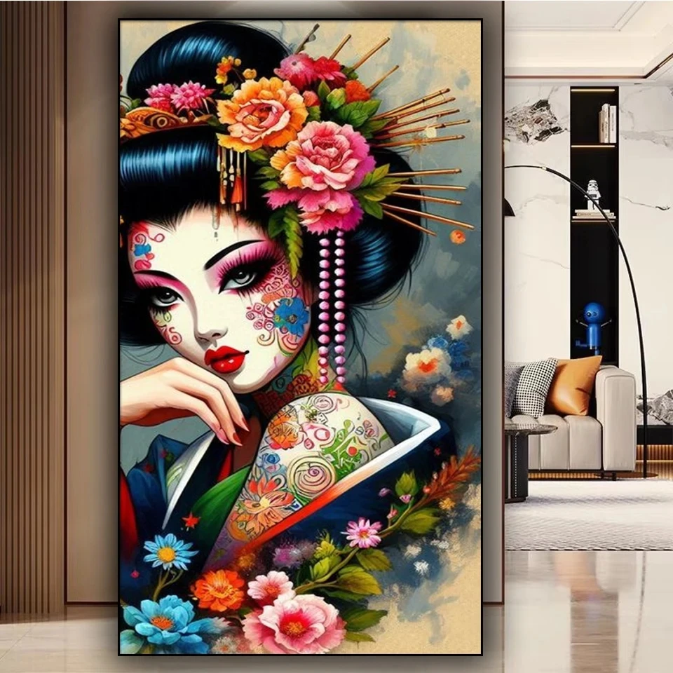 

Японская гейша Diy Алмазная картина Полный квадратный круглый бриллиант Мозаика Искусство Вышивка крестиком Портрет Новый большой домашний декор