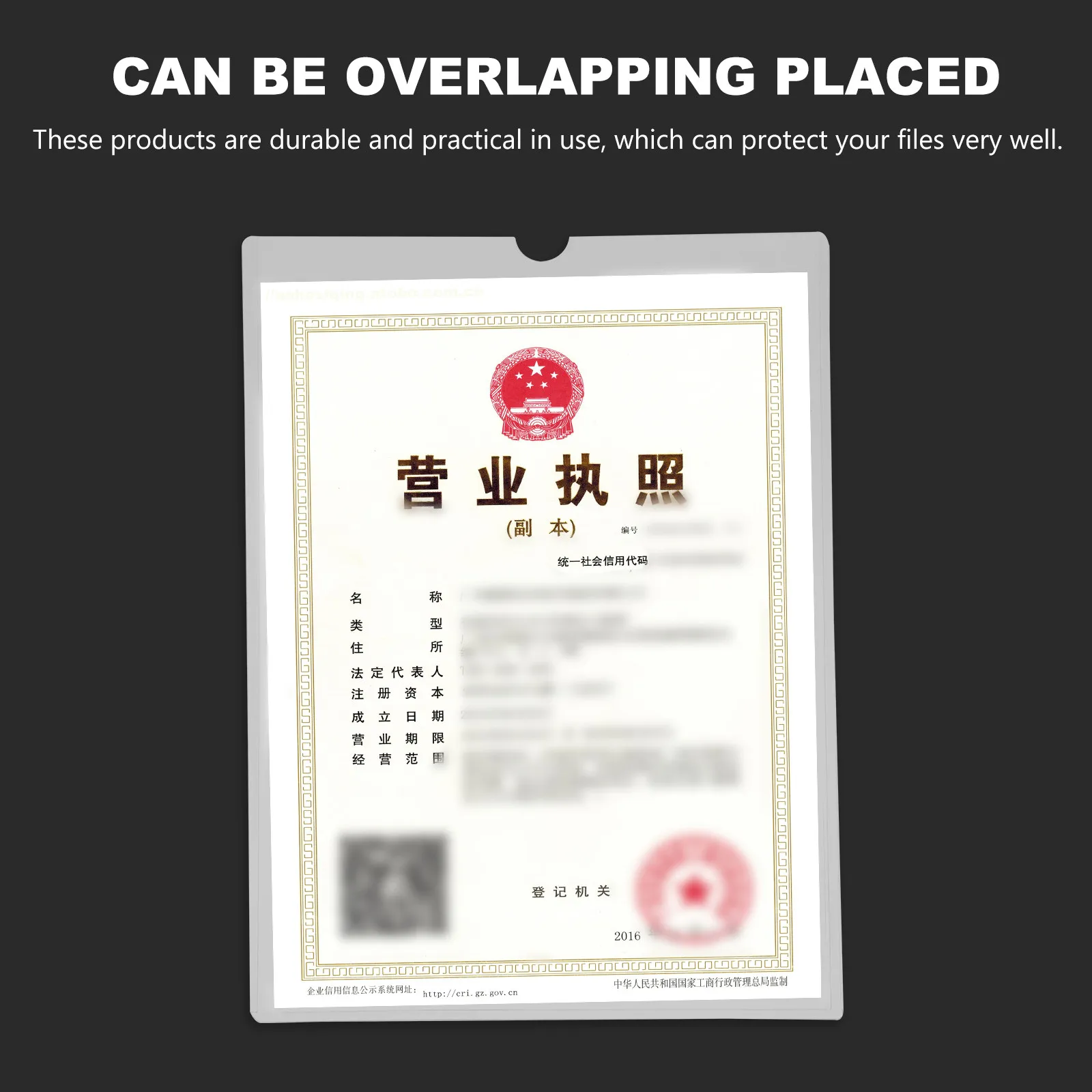 

5Pcs PVC Document Protective Covers for Business License Certification Files Office Use Multi-Functional Space-Saving File