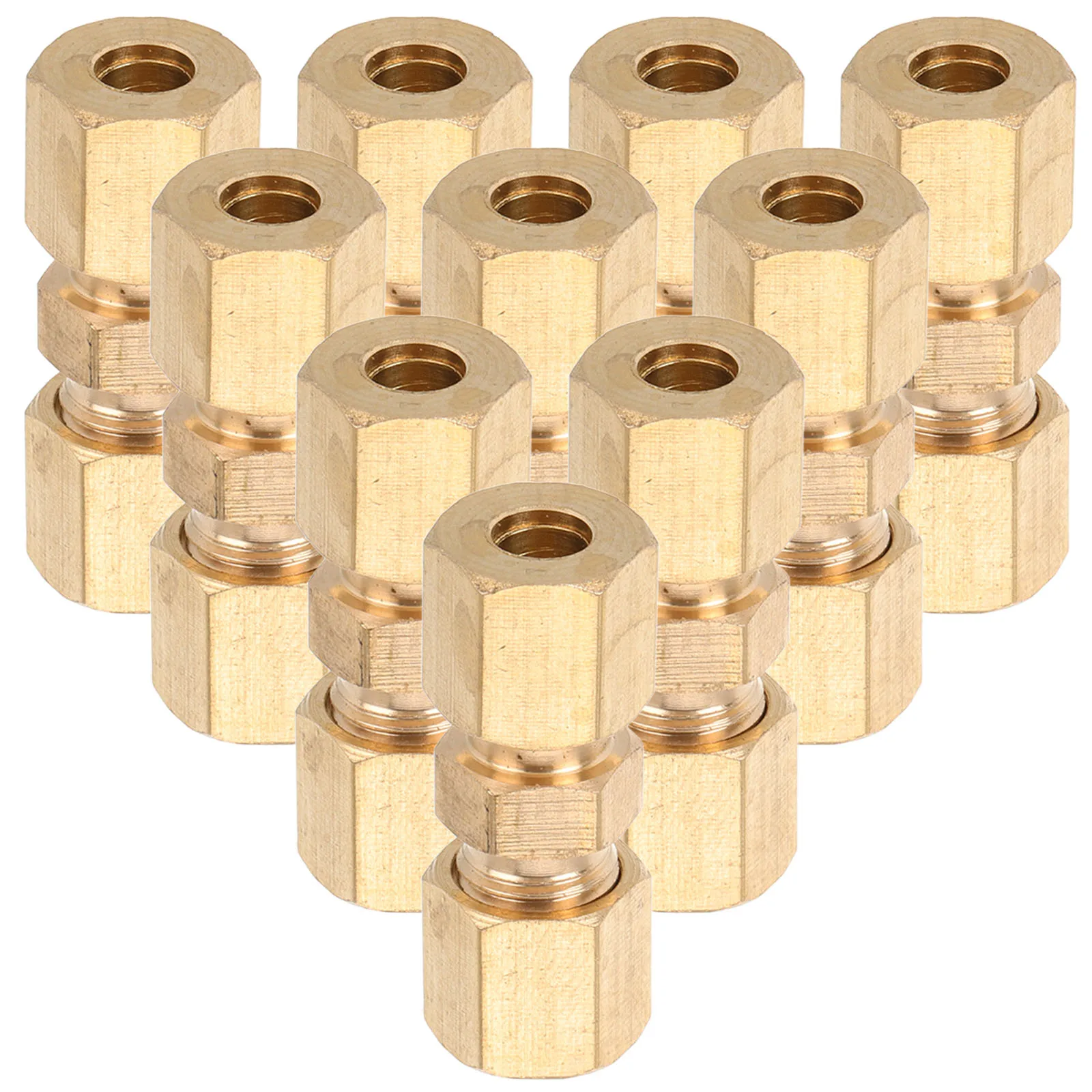 

10pcs Copper Connector 3/16 Inch OD Tube Lightweight Practical Design Pipe Compression Fitting Brake Line Coupler Union Brass