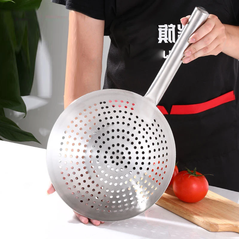 

Stainless Steel Long Handle Colander Kitchen Tools Creative Scoop Strainer Large Oil Flour Noodle Dumplings Sieve Skimmer Mesh