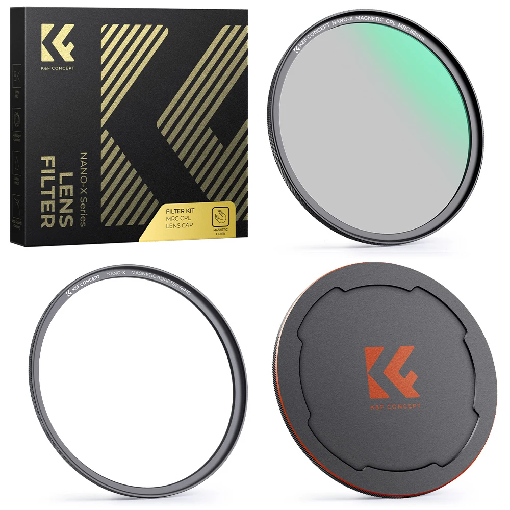 

K&F Concept Nano-X Magnetic CPL Circular Polarizing Filter with Magnetic Lens Filter Cap And Magnetic Base Ring，for Camera Lens