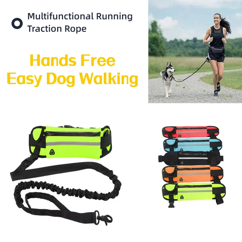 Outdoor Pet Supplies, Running Leash, Reflective, Stowable Sports Waist Bag Dog Leash, Explosion-Proof ,Highly Elastic Dog Leash,