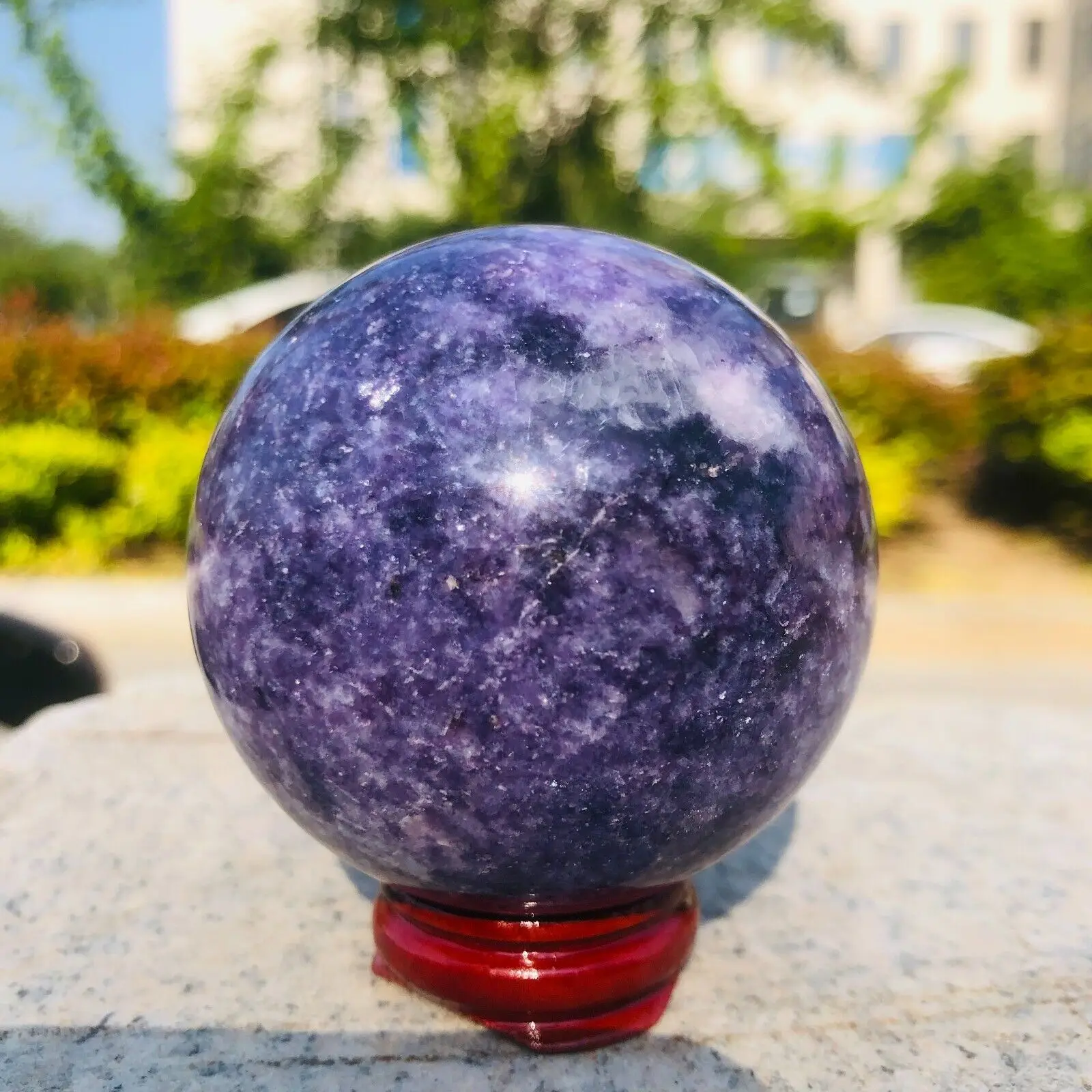 Natural Lepidolite Purple Mica Globe Reiki Crystal Sphere Ball Healing