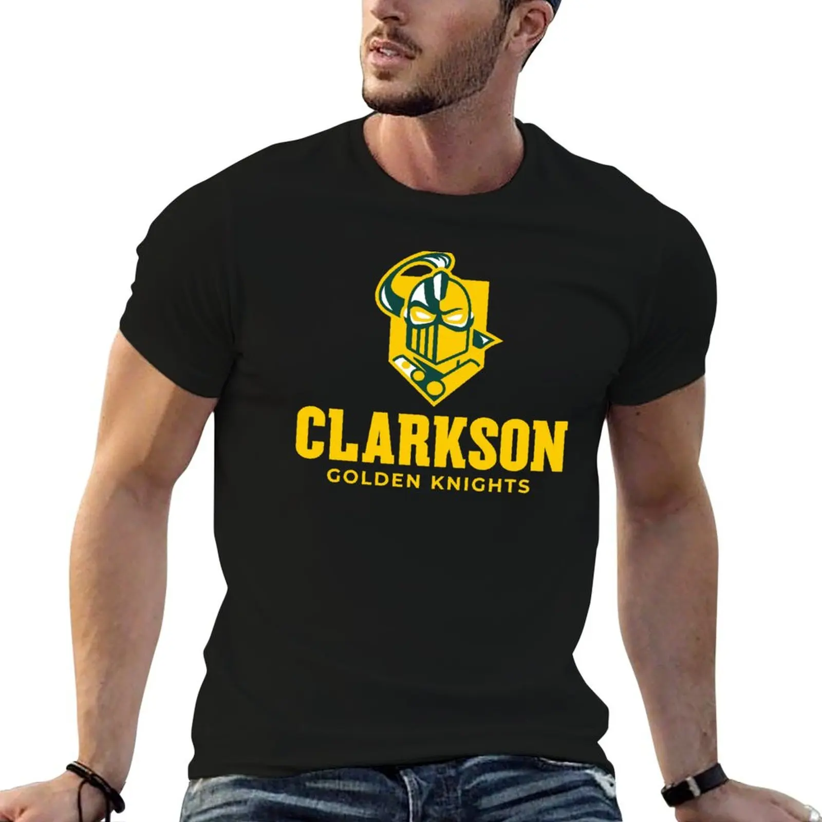 Футболка Clarkson Golden Knights, мужские футболки, белая мужская футболка, хлопковая футболка высокого качества, базовая футболка, футболка