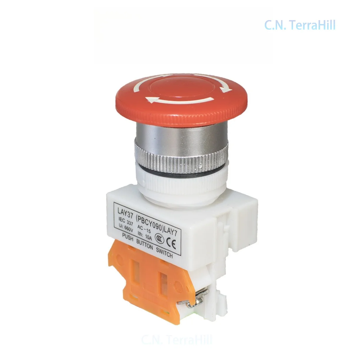 Emergency Stop Mushroom Push Button Switch LA37-11ZS(Y090) Latching Red Button for Industrial Machinery Control Panel