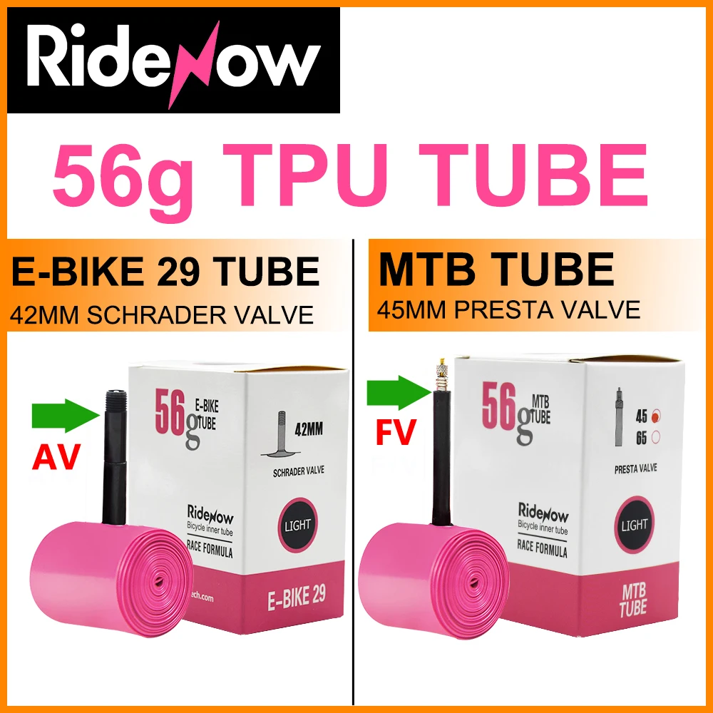 Ultralight Camera RideNow TPU MTB 29 Bike Inner Tube 29x1.9 1.95 2.0 2.1 2.2 2.3 2.4 2.5 Inch Mountain Bicycle Tire 26 27.5 29er