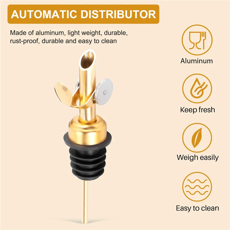 -A94Z Weighted Stainless Steel Pourers, Auto Flip Olive Oil Dispenser Spout, Balsamic Vinegar Pour Spouts 4Pcs