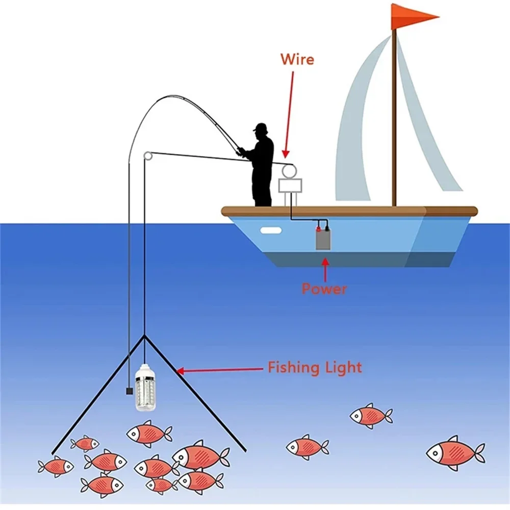 Luz LED de pesca, lámpara subacuática para peces AC/DC12V Ip68, focos de cebo, señuelo atractivo para recoger gambas, calamar, Krill Multicolor