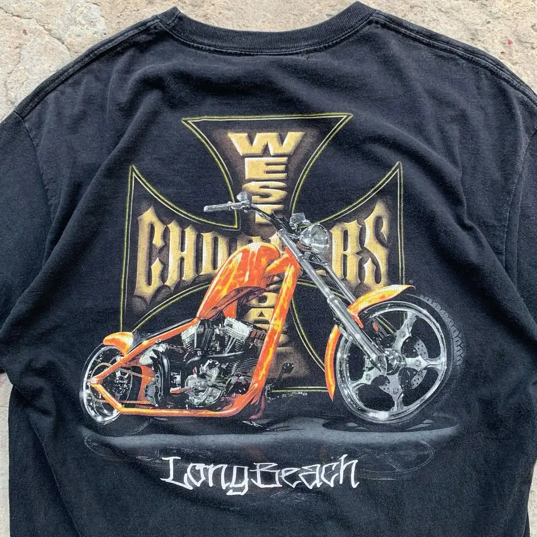 25 موضة جديدة للدراجات النارية القطن ملابس الشارع المروحيات المد العلامة التجارية طباعة قصيرة الأكمام الرجعية HighStreet الملابس Casaul فضفاض المحملة