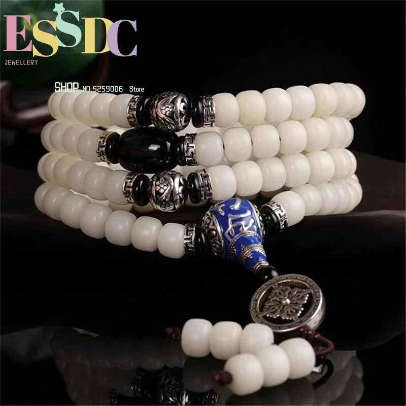 Hot Sale Buddhist 108 Mala Natural Hainan White Bodhi Root Hand Polished Beads Bracelet for Women Men Prayer Jewelry Wholesale