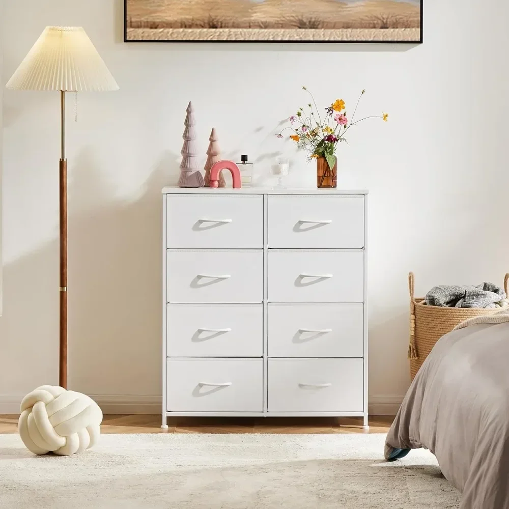 Dresser for Bedroom with 8 Fabric Drawers, Tall Chest Organizer Units for Clothing, Closet, Kidsroom, Storage Tower with Cabinet