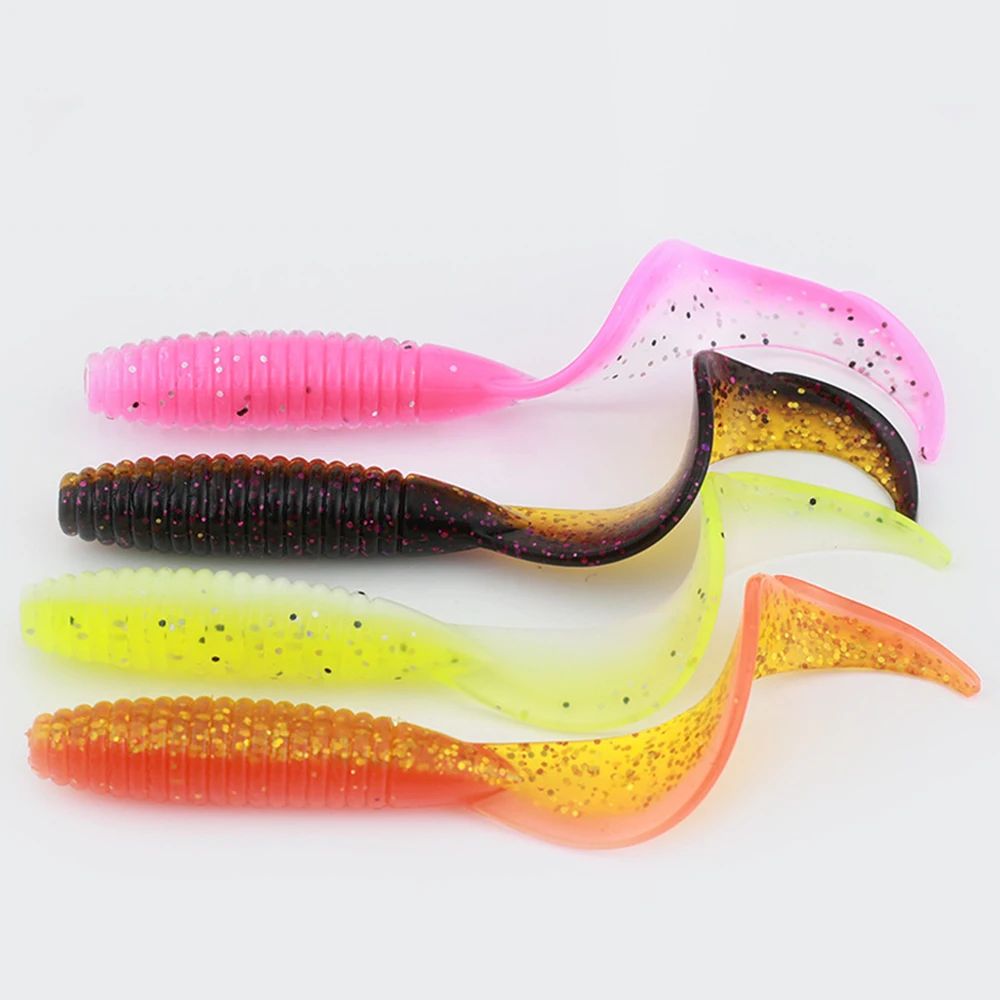 15Pcs Swimbait Fishing Lures Skirt Tail Jig Head Bait Soft Plastic Lures Glow Octopus Trout Bass Fishing Baits Craw Grub Tail Ba