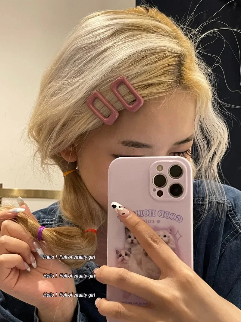 New 2pcs Girls Hollow Square Hairpins Hair Clips Hair Side Bangs Clip Barrettes Girls Headwear Hair Accessories