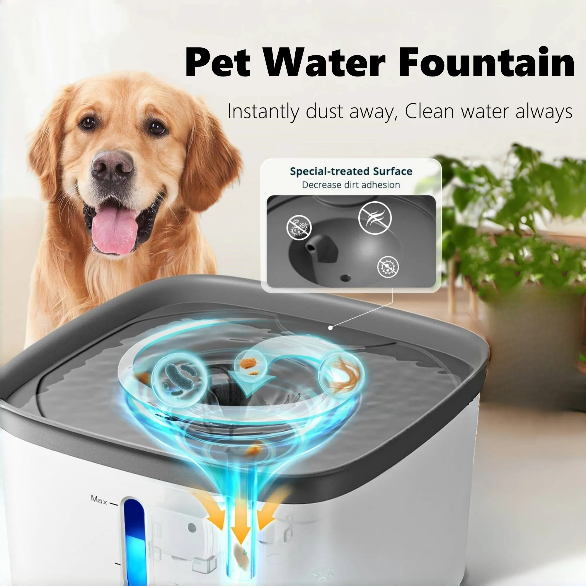 

New Automatic Cat Water Fountain 4L Quiet Dog Water Dispenser Bowl Smart Pump Instant Clean Vortex Design with Filter&LED Light