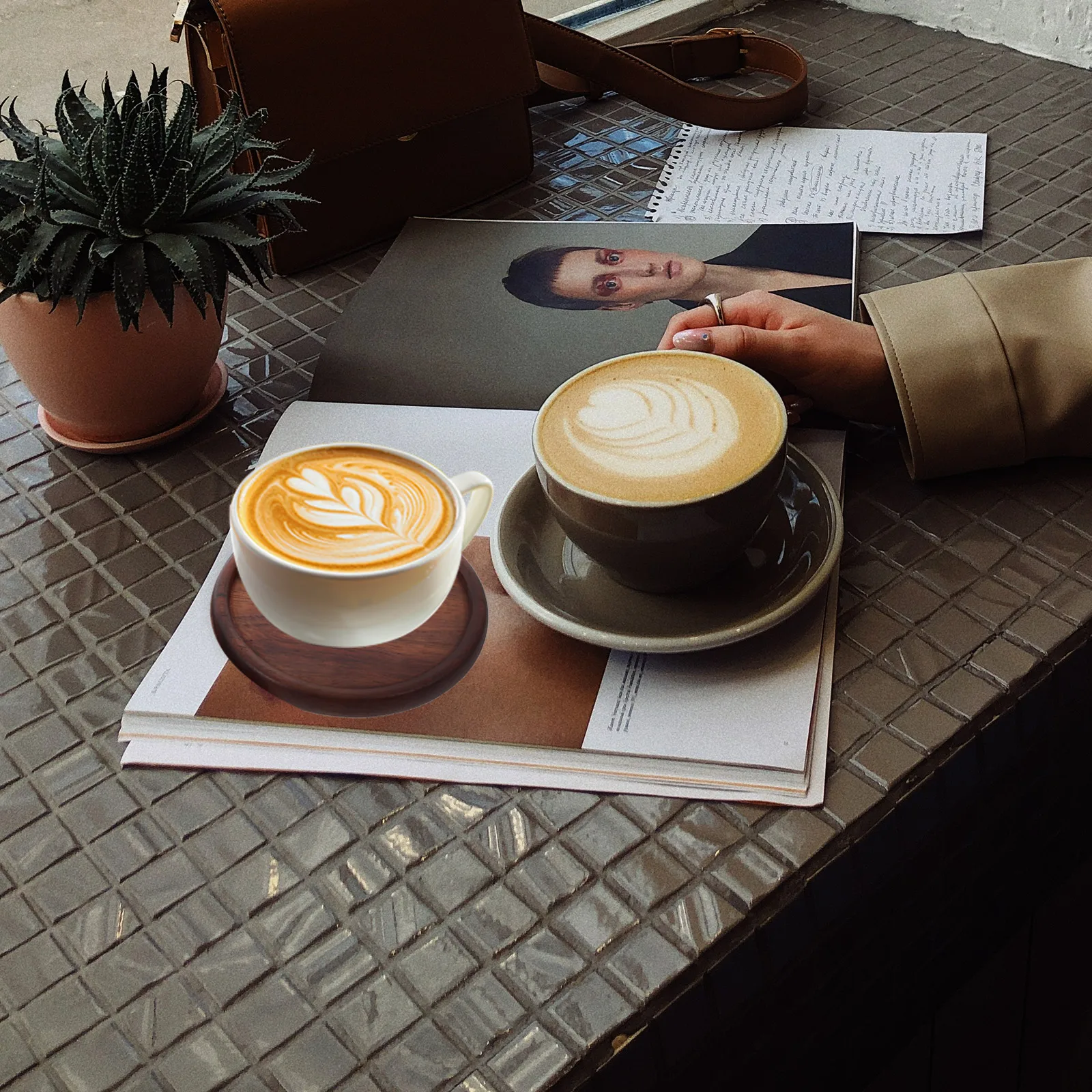 

2pcs Walnut Wood Coaster Heat Insulation 8 8cm Round Anti Skid Protective Mats for Home Kitchen Coffee Shop Tabletop