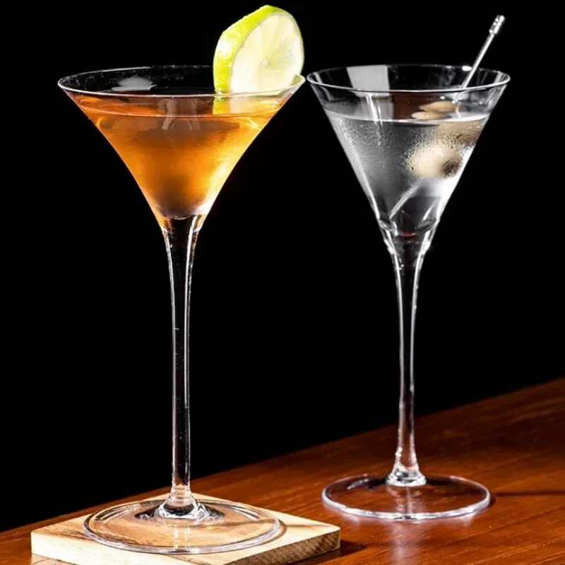 Thin Martini Glass Cup,Trumpet Glass Goblet, Champagne Bubble Glasses Cup, Classic Triangular Cocktail Glasses Cups, Bar Tools