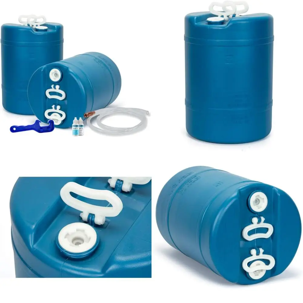 Portable 15 Gallon Water Storage Drum - Reusable, BPA-Free, Food-Grade Emergency Supply Tank