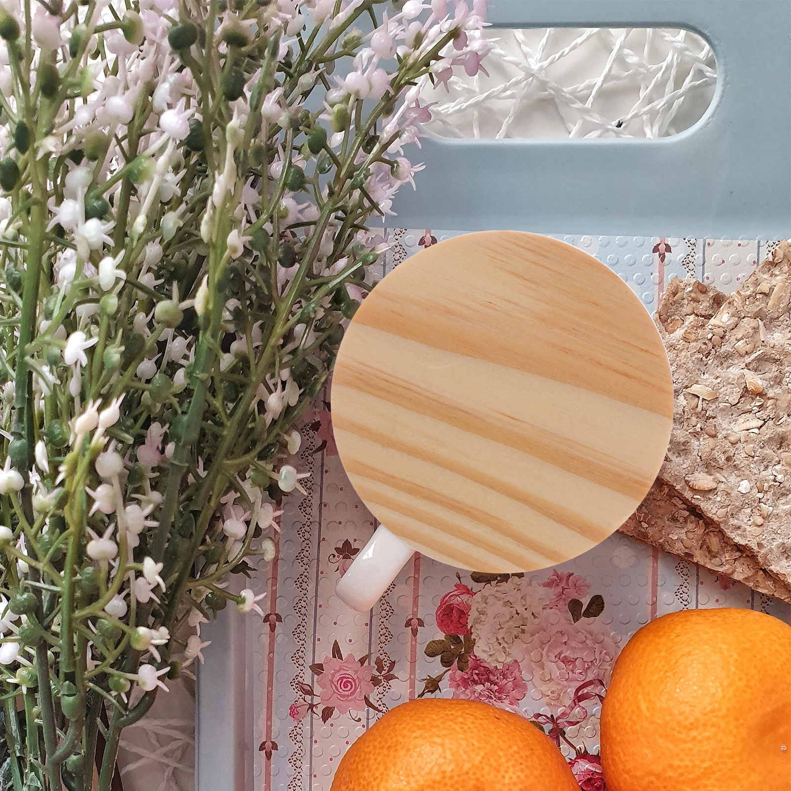 

8 Pcs for Airtight Sealing Bottle Cover Glass Jar Wood Cup Lid Khaki Glass Jar Wood Lid Kitchen Storage Container