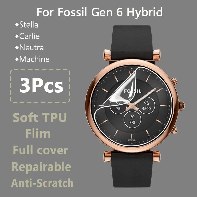 3Pcs For Fossil Neutra Stella Machine Gen 6 Hybrid SmartWatch Ultra Clear Slim Soft Hydrogel Film Screen Protector-Not Glass