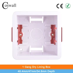 Coswall 1 Gang Dry Lining Box For Gypsum Board / Drywall / Plasterboad 47/35mm Depth Wall Switch BOX Wall Socket Cassette