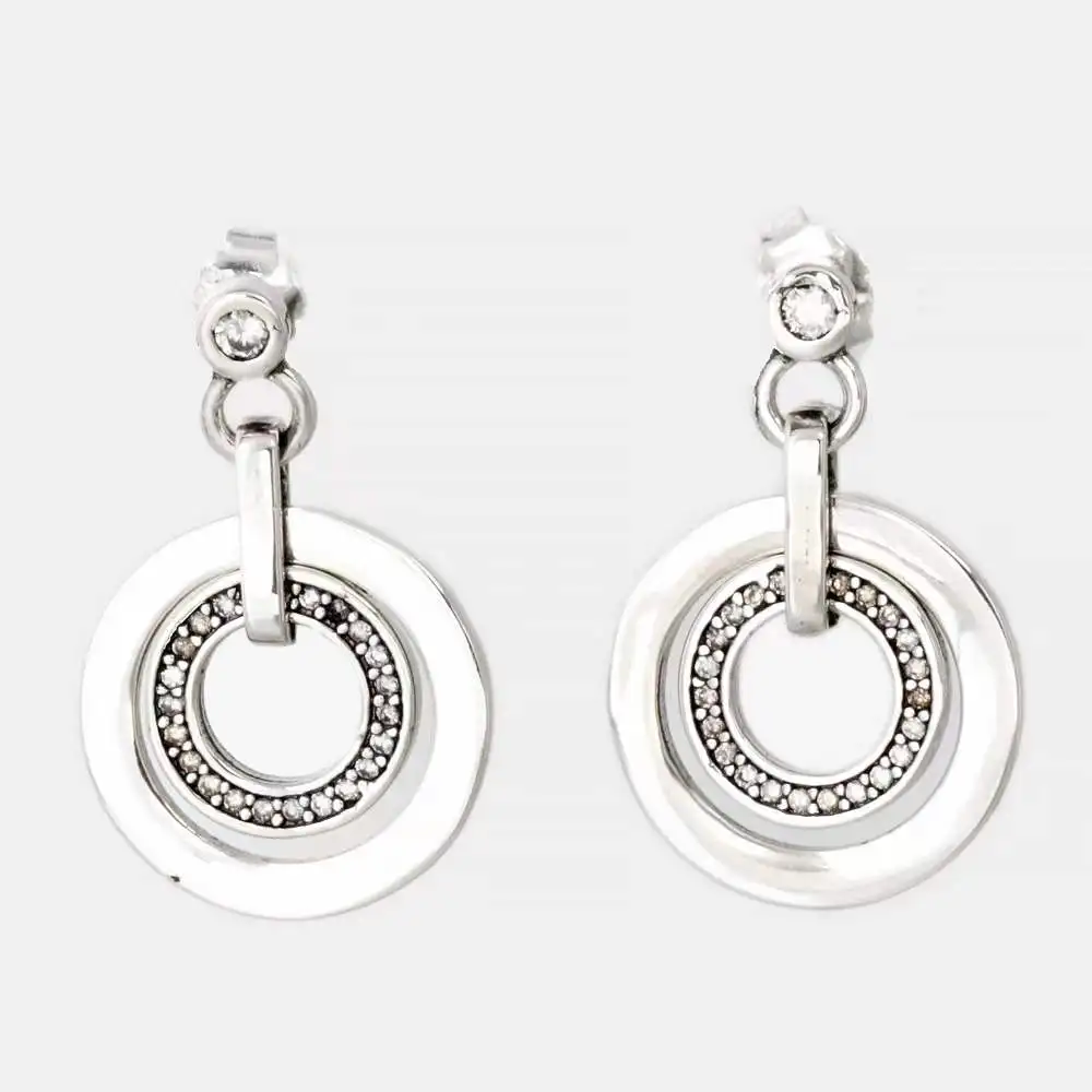 pan s925 earrings foreign trade hot money circle logo double ring earrings earrings new fashion romantic earrings women