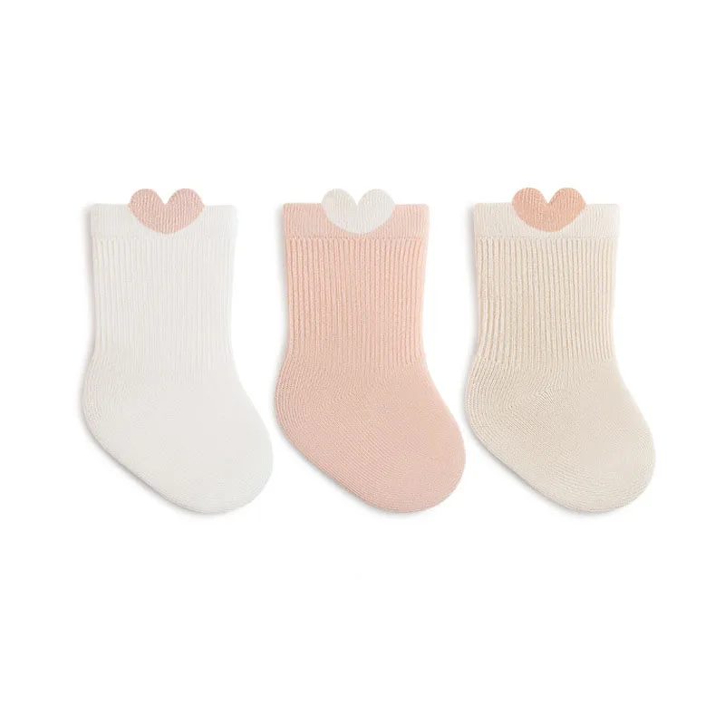 

3 Pairs/Lot Kids Cute Bear Love In Tube Socks Children Girls Color Blocked Socks for Kids and Newborn Babies Cartoon Footwear