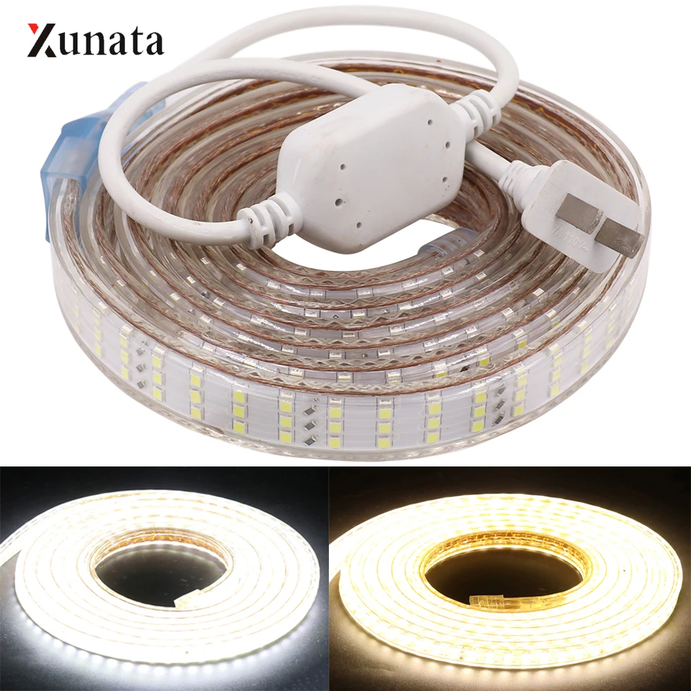 

110V SMD2835 LED Strip 276Leds/m Three Row Waterproof Led Ribbon White Warm White High Bright LED Tape with US Plug Home Decor