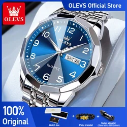Relógio de quartzo OLEVS Men, Rhombus Mirror, Grande Dial Numeral árabe, impermeável luminoso, moda, Original, No.9970