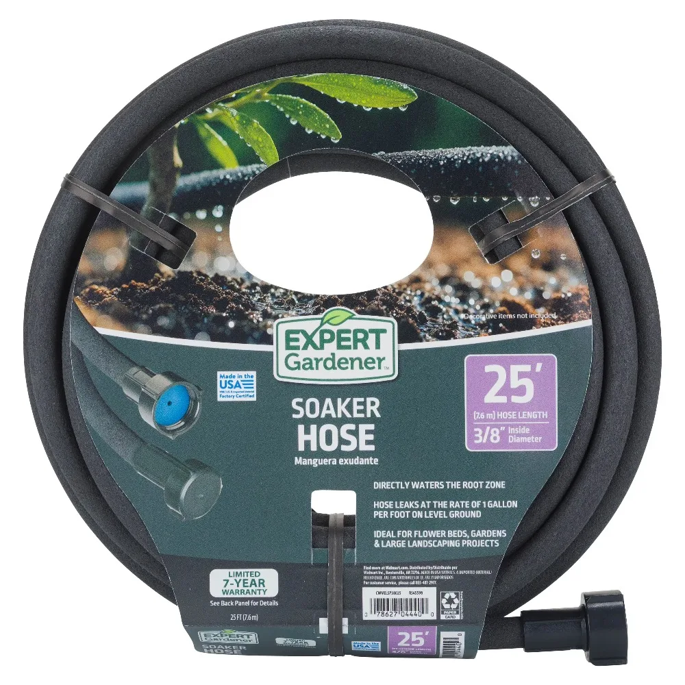 High Efficiency 3/8 Inch 25 Feet Soaker Hose Garden Watering Drip Irrigation Pipe for Plants Lawns Beds