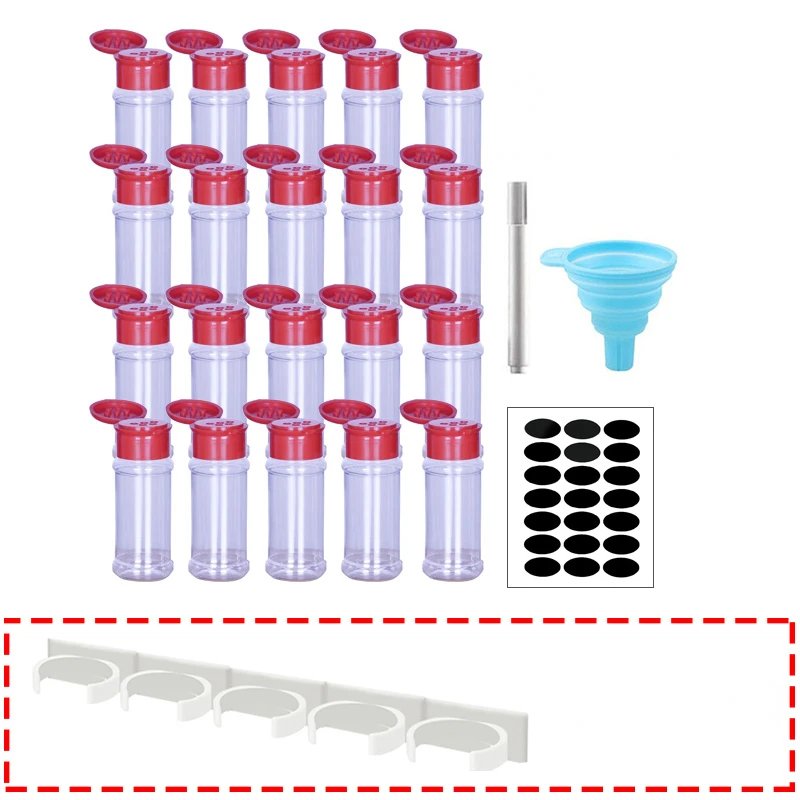 5/10/15/20pc瓶スパイス塩とコショウシェーカー調味料瓶スパイスオーガナイザープラスチックバーベキュー調味料台所ガジェットツール