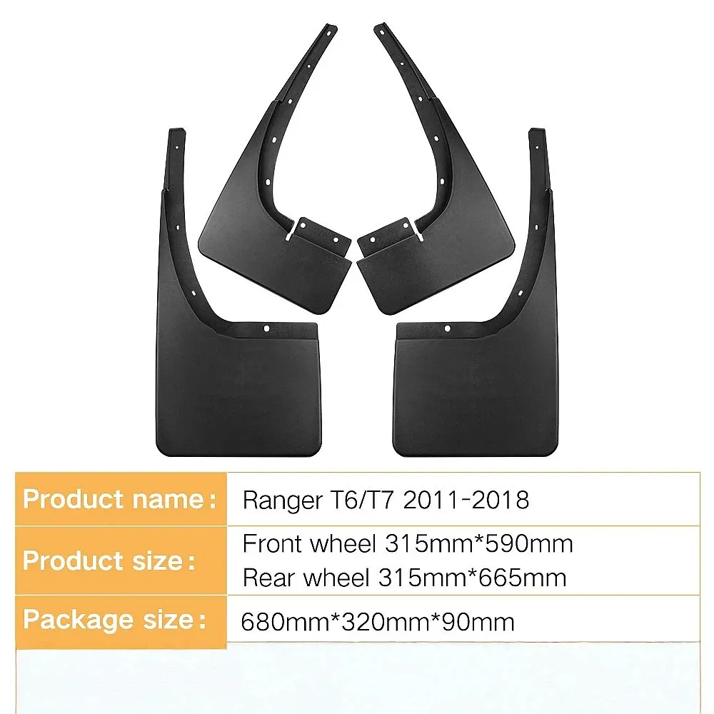 Splash Guards Mud Flaps for Ford Ranger 2011-2018 Front Rear Wheel Mudguards Car Accessories view 2
