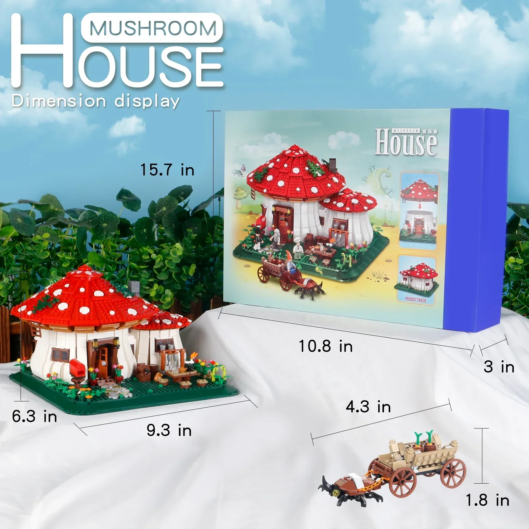 Märchen Pilz Haus Bausteine MOC Dorf Architektur Micro Mini Montieren Ziegel Mädchen Kinder Geburtstag Geschenke