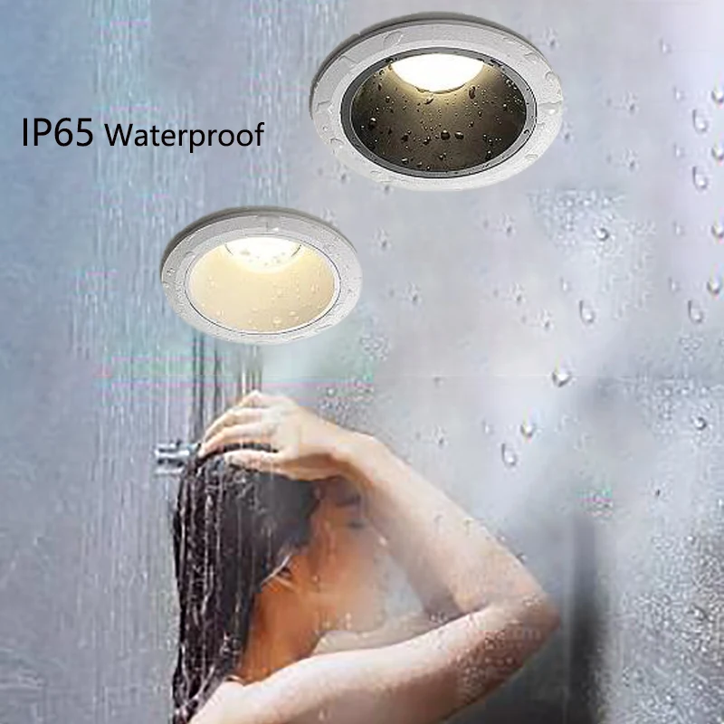 

IP65 Outdoor waterproof Spot light Recessed LED Downlight bathroom rest room wet area kitchen design balcony Black Spotlight