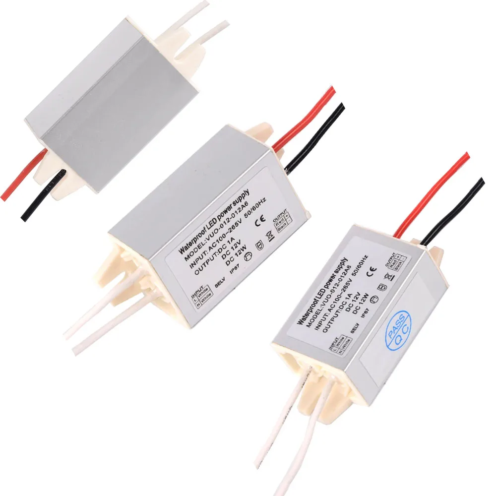 LED Driver Power Supply 10W/12W AC100-265V to 12V 0.83A/1A Transformer Power Supply Waterproof IP67 Constant Voltage LED Driver
