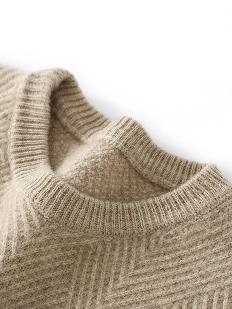 

Autumn Winter New Sle Men's Knitted Wool Sweater round Ne Loose Fit Long Sve Thi Soft Pure Color Busin Casual