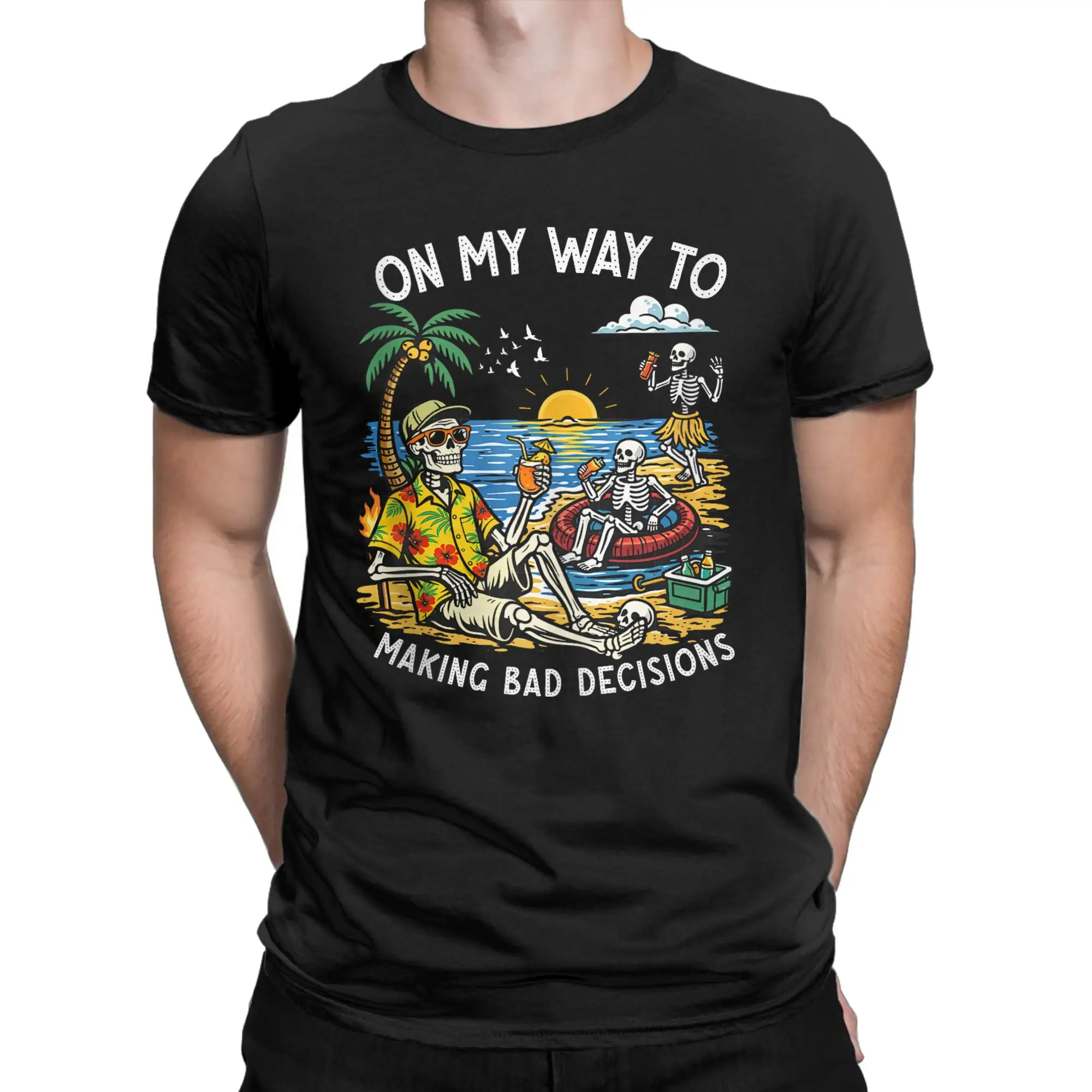 On My Way to Making Bad Decisions  Men T Shirt  Funny Tees Short Sleeve Crew Neck T-Shirts Cotton Plus Size Tops