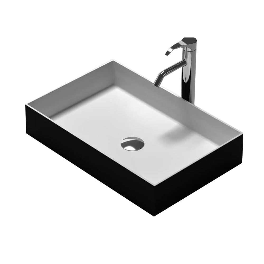 

Rectangular Black Solid Surface Stone Counter Top Vessel Sink Fashionable Corian Wash Basin RS38337-682