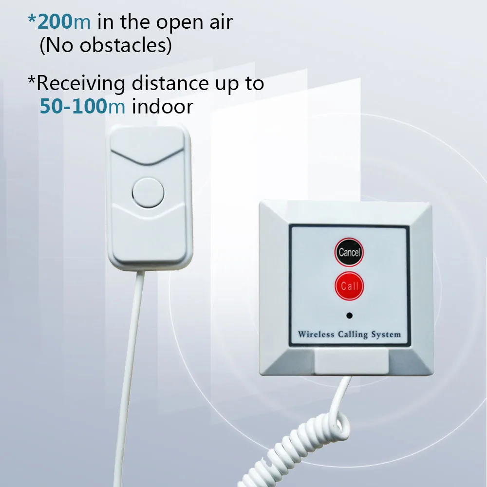 433.92mhz Enfermeira Chamando Bell Sistema Sem tela nurse Fio Hospital Chamada Paciente Pager Chamando Botão Puxar Cabo para Enfermeira Idosa Estação