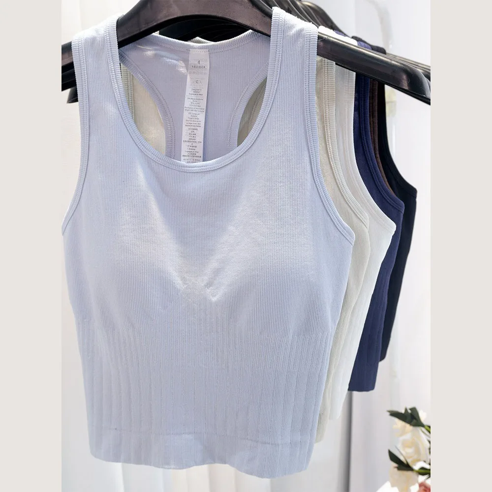 

‌Seamless H-Back Tank Top Women's Summer Quick-Dry Yoga Sports Bra Striped Fashion Cross-Border Comfortable Backless WorkoutCam