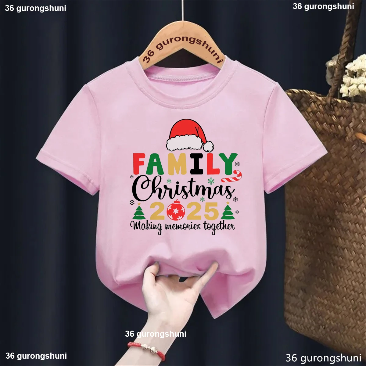 

Kawaii Kids Clothes Family Christmas 2025 Making Memories Together Printed T Shirt Girls/Boys Xmas Gift Shirt Short Sleeve Tops
