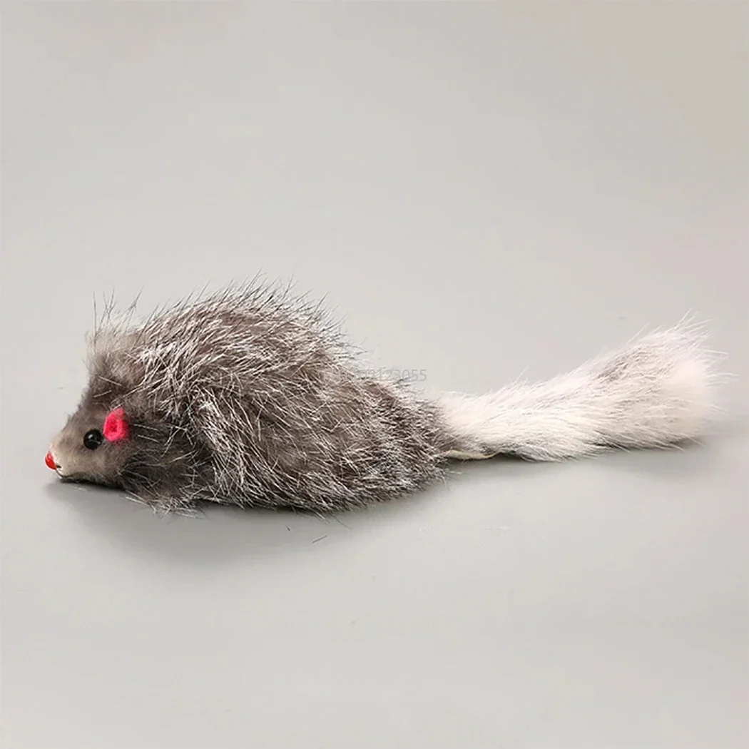 1/5PC Cat Mice Toys False Mouse Cat Toy Long Tail Mice Soft Real Rabbit Fur Toy For Cats Plush Rat Playing Chew Toy Pet Supplies