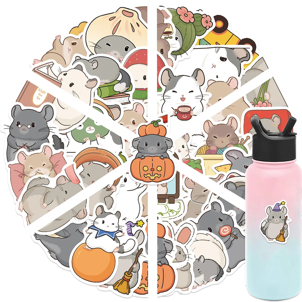 

10/30/50pcs Cute South American Chinchilla Stickers Kawaii Cartoon Animals Decals Skateboard Phone Scrapbook Sticker Decoration