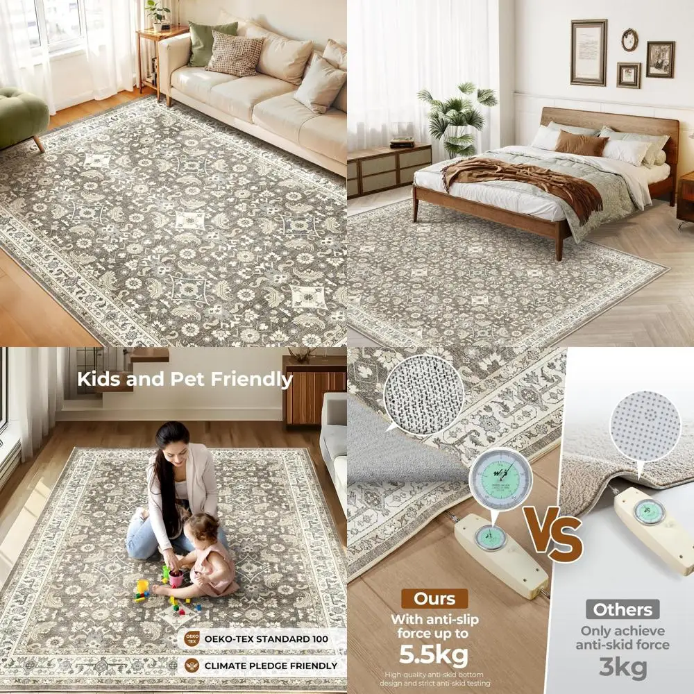 

WITSHOCK Коврики для гостиной 8x10: Мягкая нескользящая подложка, моющиеся коврики, винтажный большой ковер для спальни, офиса, столовой, комплект