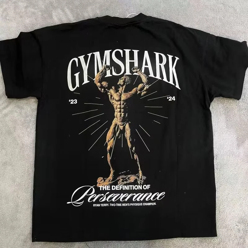 

Летняя фитнес-высококачественная мужская и женская уличная спортивная модная универсальная свободная дышащая футболка из чистого хлопка с принтом