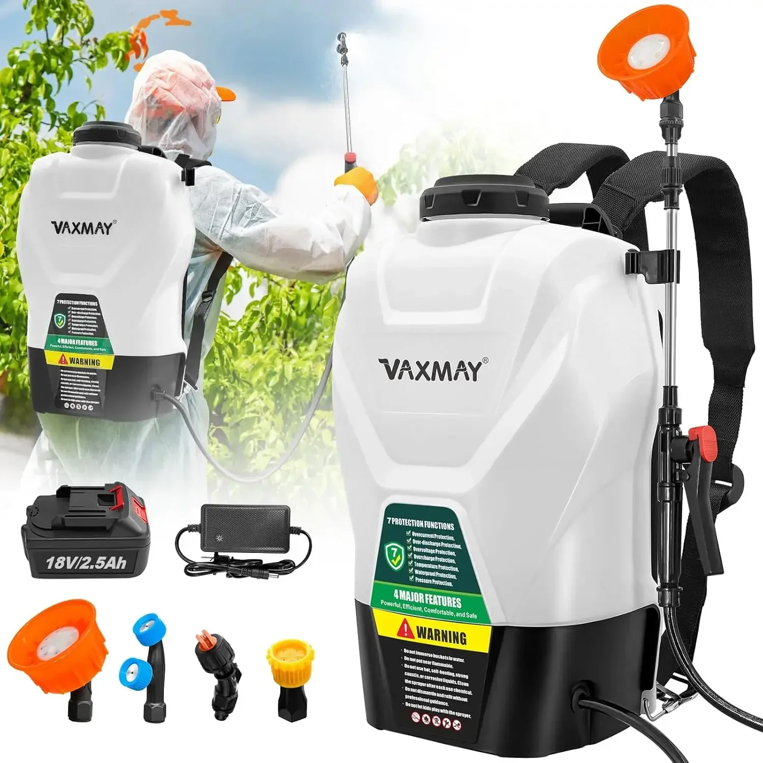 

Backpack Sprayer 4 Gallon Battery Powered Garden Sprayer, VaxMay Electric Sprayer Works With Makita 18V Battery, Battery Weed