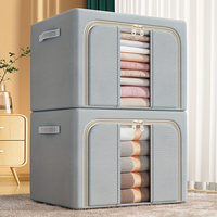 Storage Box for Home Use, Oxford Cloth Steel Frame Storage Box, Foldable Storage Box for Clothes, Moving, Quilts, and Clothing Storage