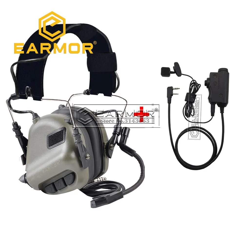 EARMOR M32 MOD4 Tactical Headset & M52 PTT One Set Fit for Shooting Noise Canceling Headphones Extend Free Shipping