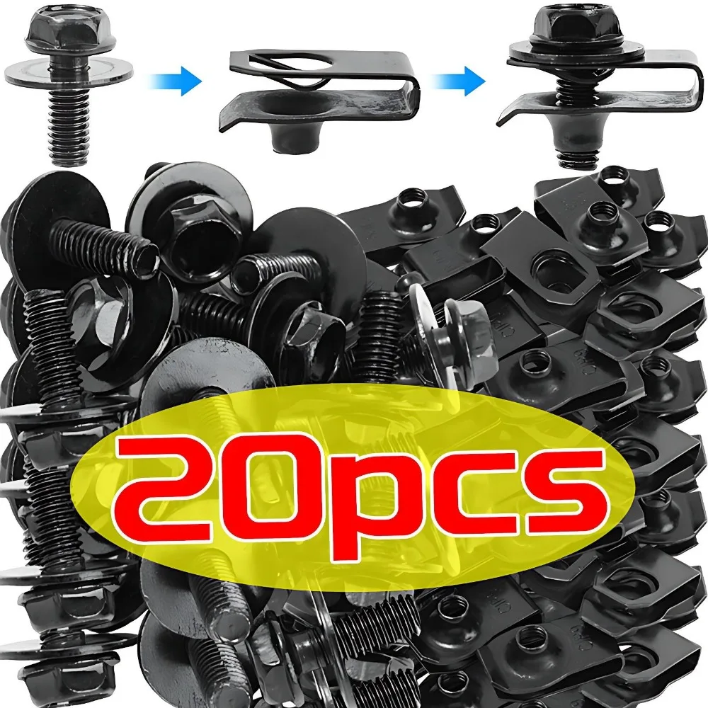 Parafusos de Carroceria, Clipes de Porca Tipo U M4/M5, Fixadores e Parafusos para Tampa do Motor, Chapa Inferior, Protetor de Respingos, Para-choque e Forro do Para-lama