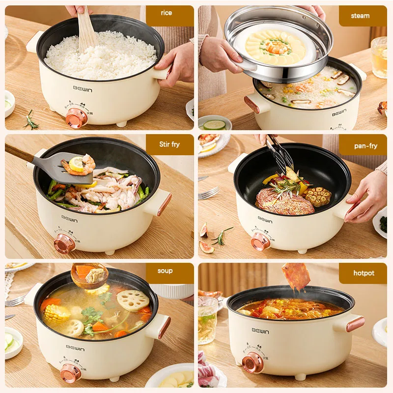 220V Multifunctional Electric Cooker Heating Pan Electric Cooking Pot Machine Hotpot Noodles Eggs Soup Steamer rice cooker